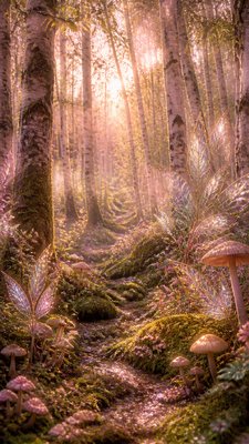 a serene birch forest in soft morning light, no people, no text