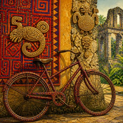 bicyle resting against a wall — Panamanian Art Style