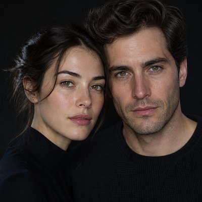 portrait of two people together — Hyperrealistic Portrait Art Style