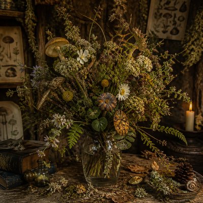 bouquet of flowers in a glass vase
