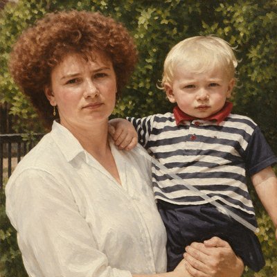 a painting of a woman holding a child