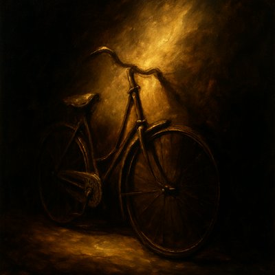 bicyle resting against a wall