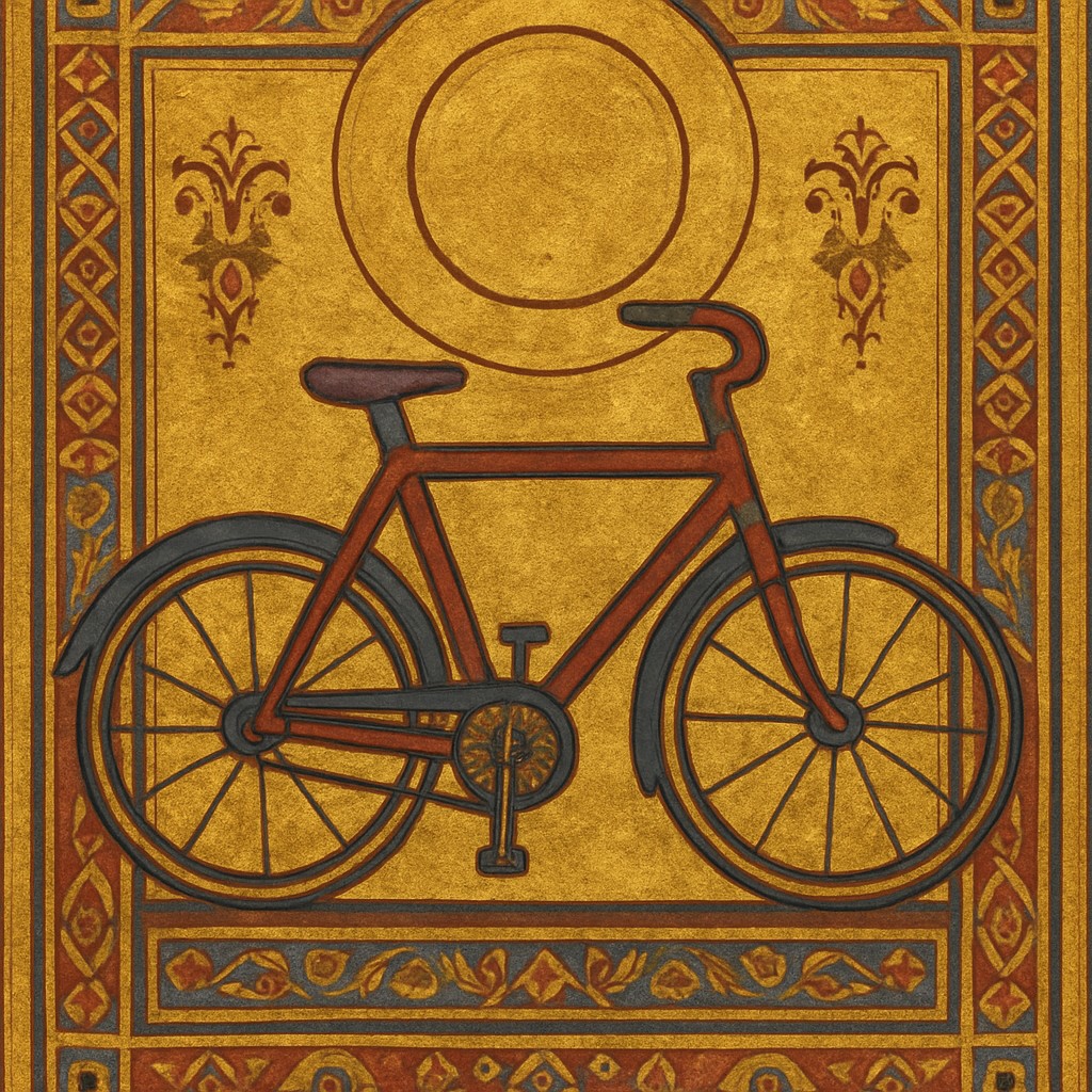bicyle resting against a wall