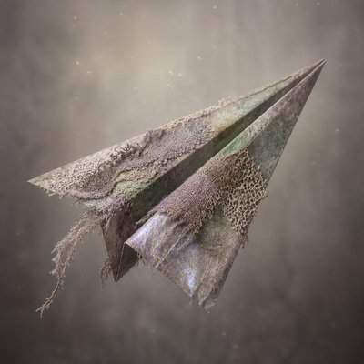 a paper plane, clean minimal composition on a plain background, no text