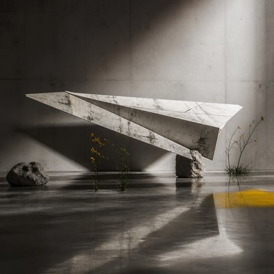 a paper plane, clean minimal composition on a plain background, no text