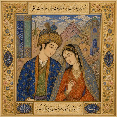 portrait of two people together — Herat Art Style