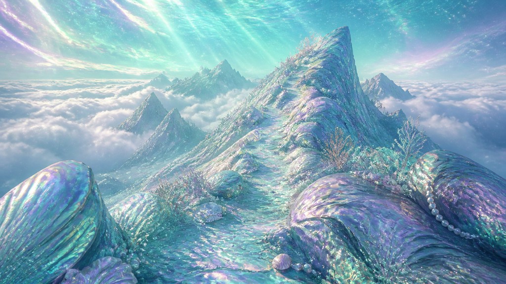 a wide alpine ridge above a sea of clouds, no people