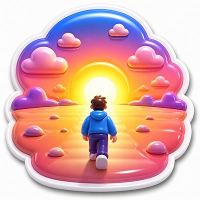 a solitary figure walking toward a glowing horizon across an empty plain, moody atmosphere, no text or lettering
