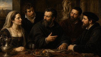 Michelangelo and his close friends, Vitoria Colonna, Tomasso dei Cavalieri, Francesco Urbino, Sebastiano del Piombo