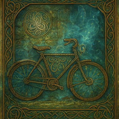 bicyle resting against a wall