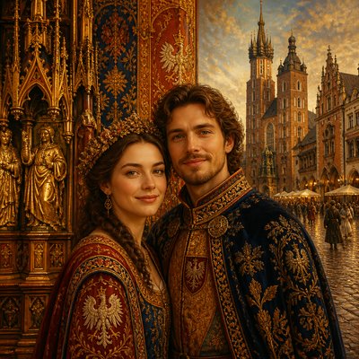 portrait of two people together — Krakow Art Style