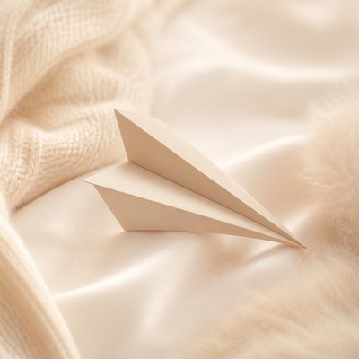 a paper plane, clean minimal composition on a plain background, no text