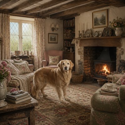 animal standing in natural pose — English Cottage Interior Design