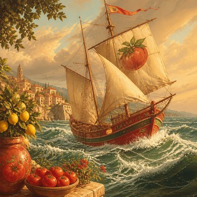sailing ship on a stormy sea
