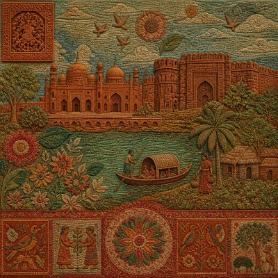 wide landscape with natural scenery — Bangladeshi Art Style