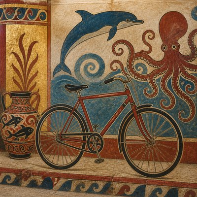 bicyle resting against a wall