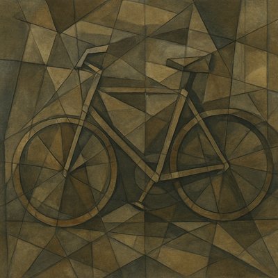 bicyle resting against a wall
