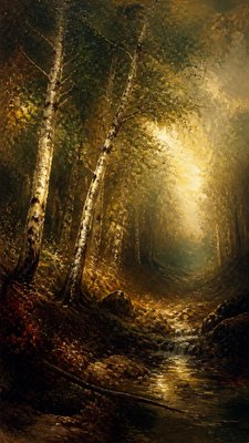 a serene birch forest in soft morning light, no people, no text