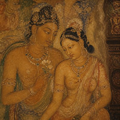 portrait of two people together — Ajanta Art Style