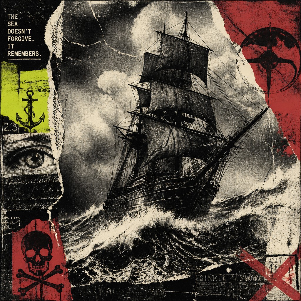 sailing ship on a stormy sea — Grunge Aesthetic
