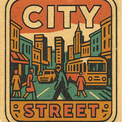 urban street with city activity