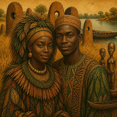 portrait of two people together — Gambian Art Style