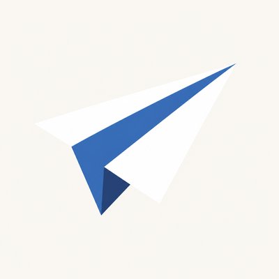 a paper plane, clean minimal composition on a plain background, no text