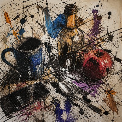still life with everyday objects — Randomness Art Style
