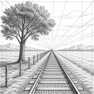 a tree in nature — Linear Perspective Art Style