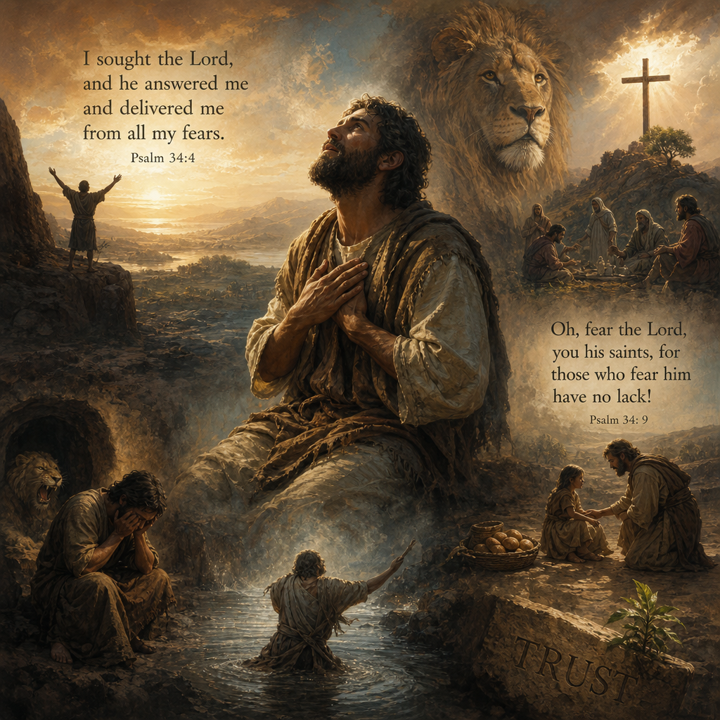 "I sought the Lord, and he answered me and delivered me from all my fears."
"Oh, fear the Lord, you his saints, for those who fear him have no lack!"
- Psalm 34: 4, 9