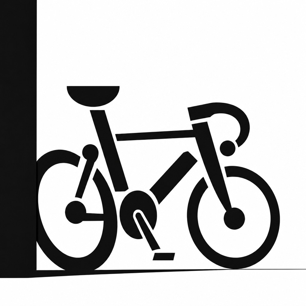 bicyle resting against a wall