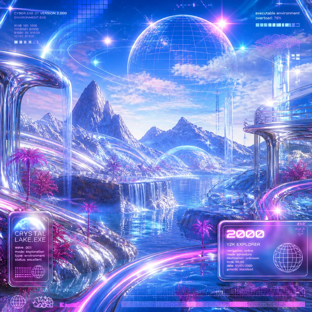 wide landscape with natural scenery — Cyber Y2K Aesthetic