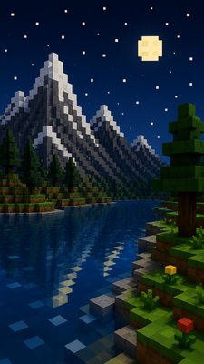 a tranquil mountain lake beneath a starry night sky, no people, no text