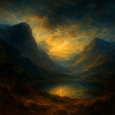 serene landscape with mountains and water