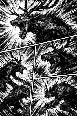 a black and white drawing of a dragon