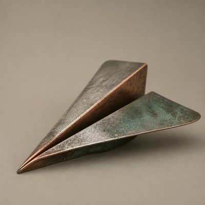 a paper plane, clean minimal composition on a plain background, no text