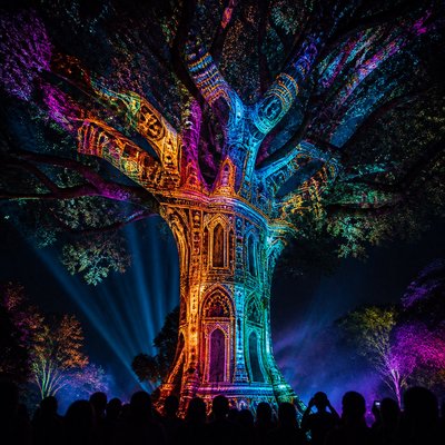 a tree in nature — Projection Mapping Style