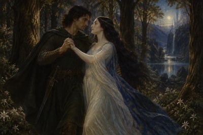 Beren and Luthien dancing in the forest