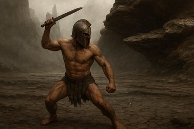 a painting of a man with a sword in his hand