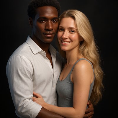 a man and a woman posing for a picture