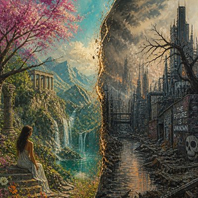 wide landscape with natural scenery — Bold Juxtaposition Art Style