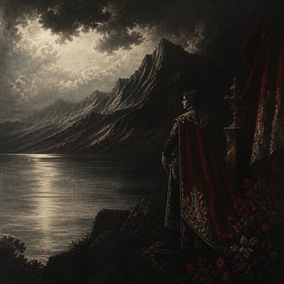 serene landscape with mountains and water