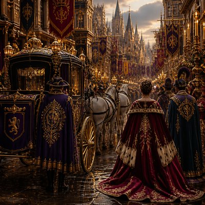 urban street with city activity — Royalcore Aesthetic
