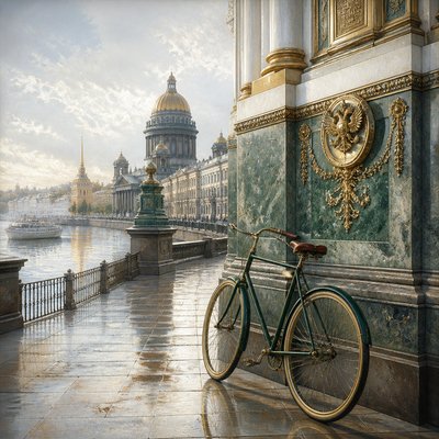bicyle resting against a wall — St. Petersburg Imperial Art Style