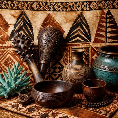 still life with everyday objects — Fijian Art Style