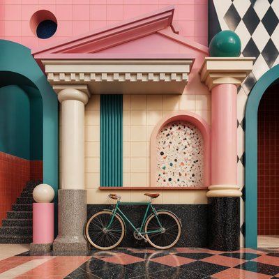 bicyle resting against a wall — Postmodern Architecture