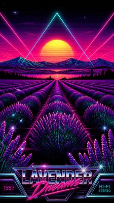 a field of lavender stretching to distant hills at dusk, no people