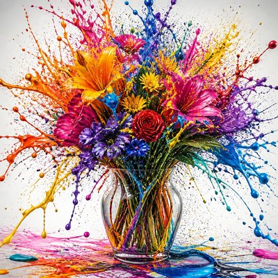 bouquet of flowers in a glass vase