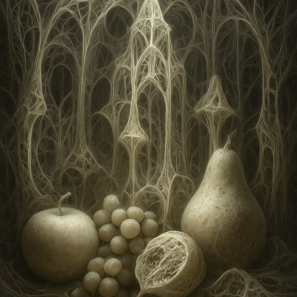 still life arrangement of fruits and flowers