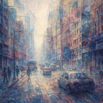 urban street with city activity